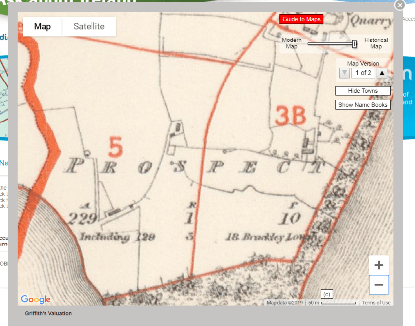Very close up Ask About Ireland modern Prospect Map